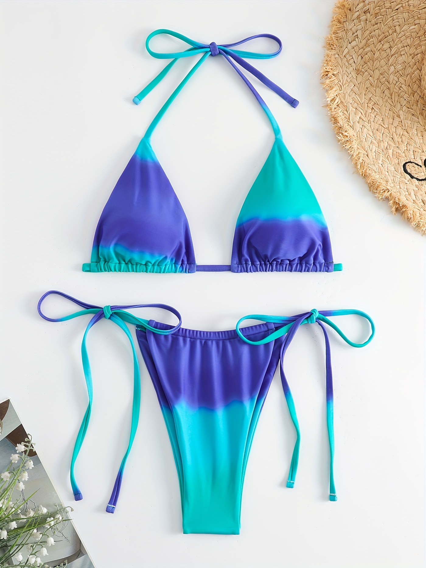 Fluid Print Spaghetti Strap 2 Piece Set Bikini, Comfy Stylish Back Buckle  Swimsuits, Women's Swimwear & Clothing