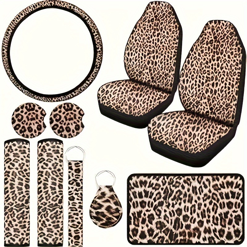 

10- Set Car Seat Covers Steering , Wristband, Car Cup , Armrest Pad, Shoulder Pad, Keychain, Suitable For Sedan, Suv,