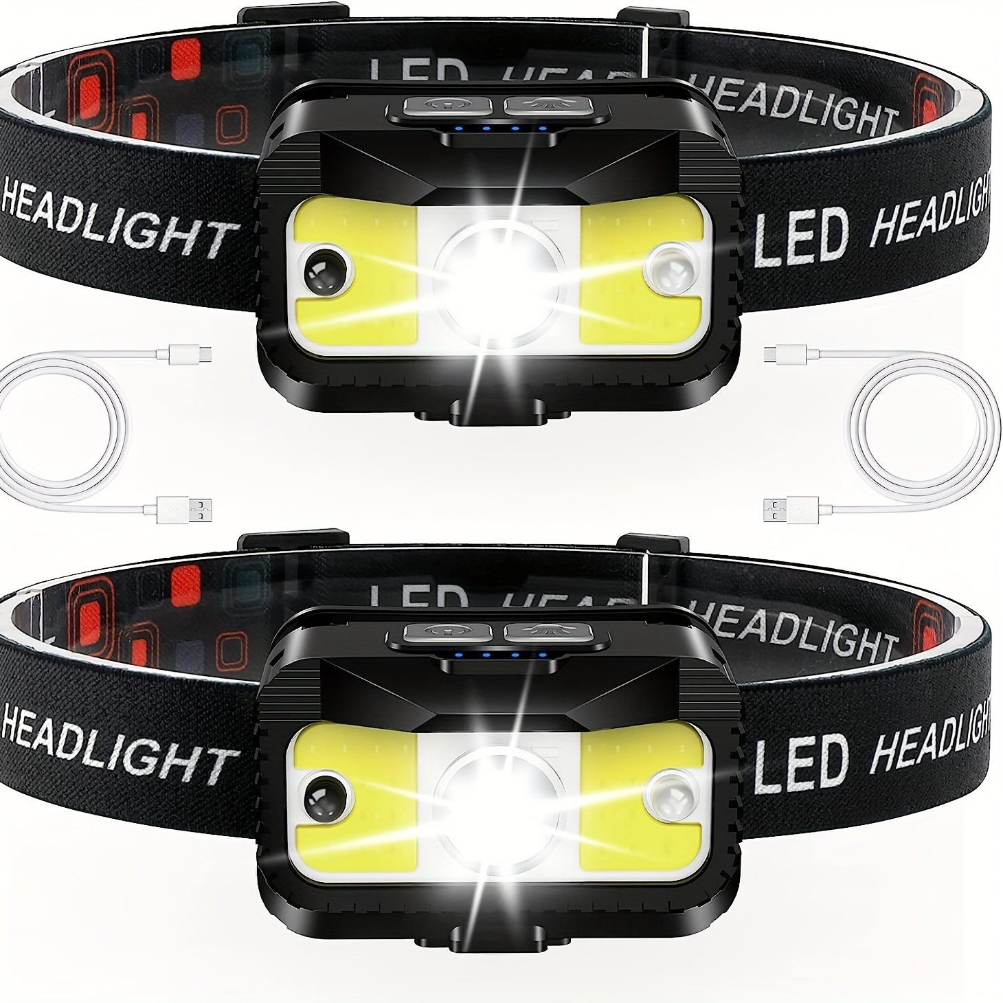 Rechargeable, 1200 Lumen Ultra Bright Led Headlamps, With White Red Light,  Motion Sensor Waterproof Headlight, Modes Headlights For Outdoor Camping  Fishing Running Temu