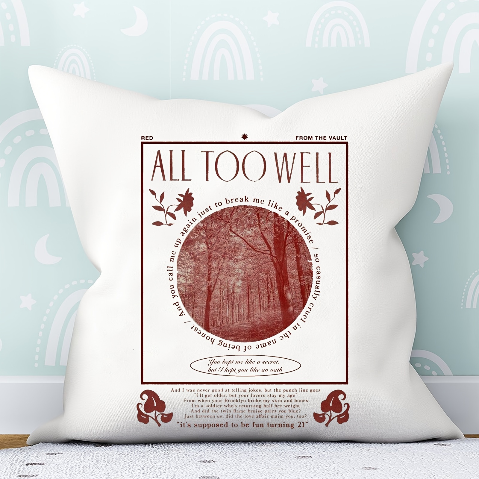 All Too Well Pattern Velvet Pillowcase Taylor Merch Zipper - Temu