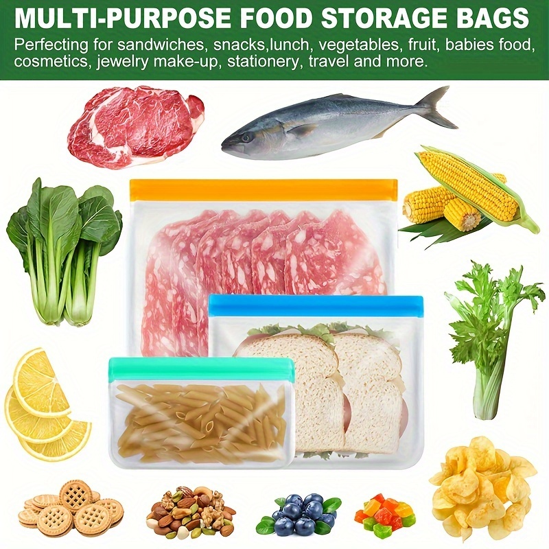 10pcs Silicone Reusable Zipper Bags, Leakproof Freezer Bags, Food Storage  Bags For Lunch, Marinate Food, Travel - 3 Gallon, 3 Snack And 4 Sandwich  Bags, Kitchen Supplies