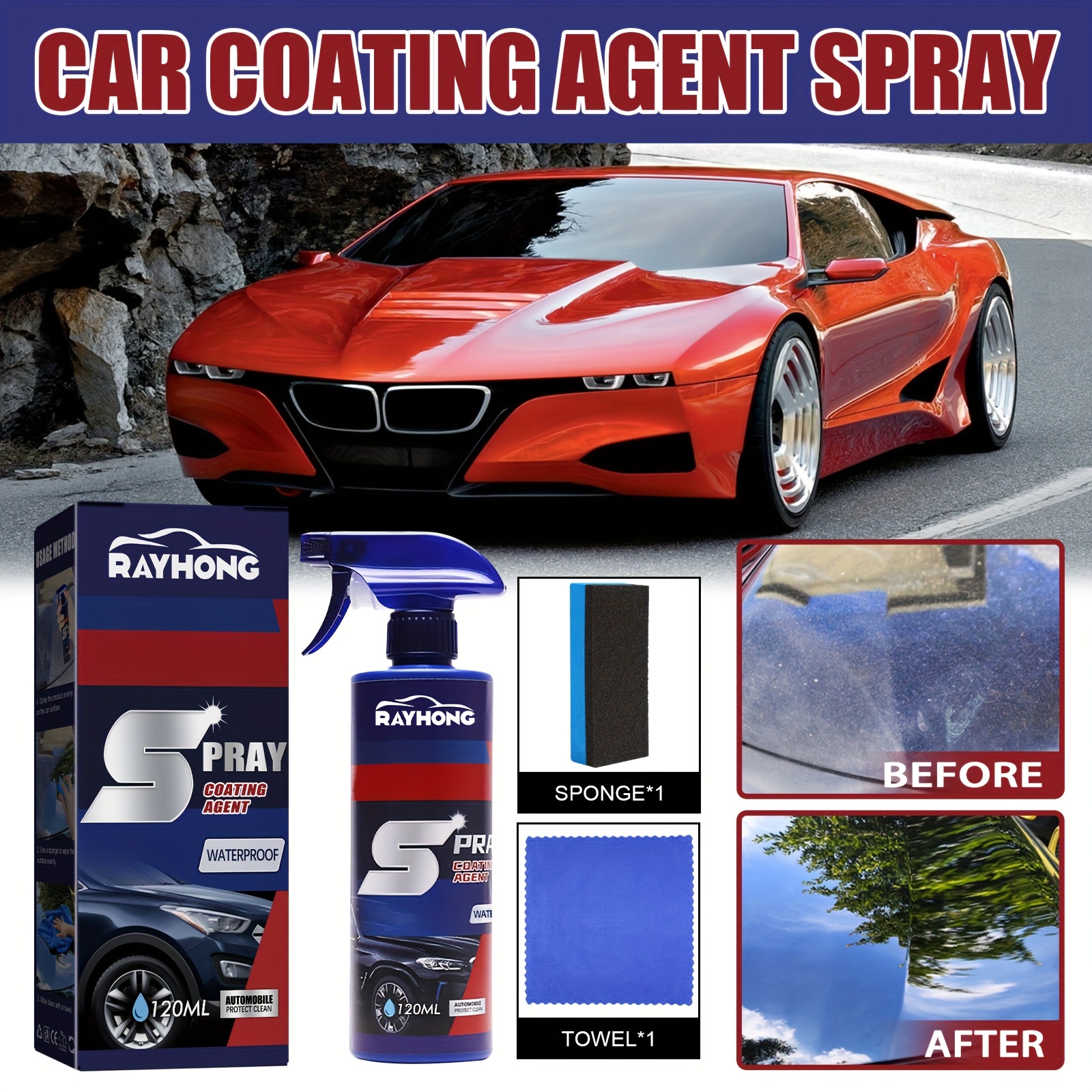 Sopami Car Coating Spray,Protection Quick Car Wax Polish for Car &  Motorcycle US