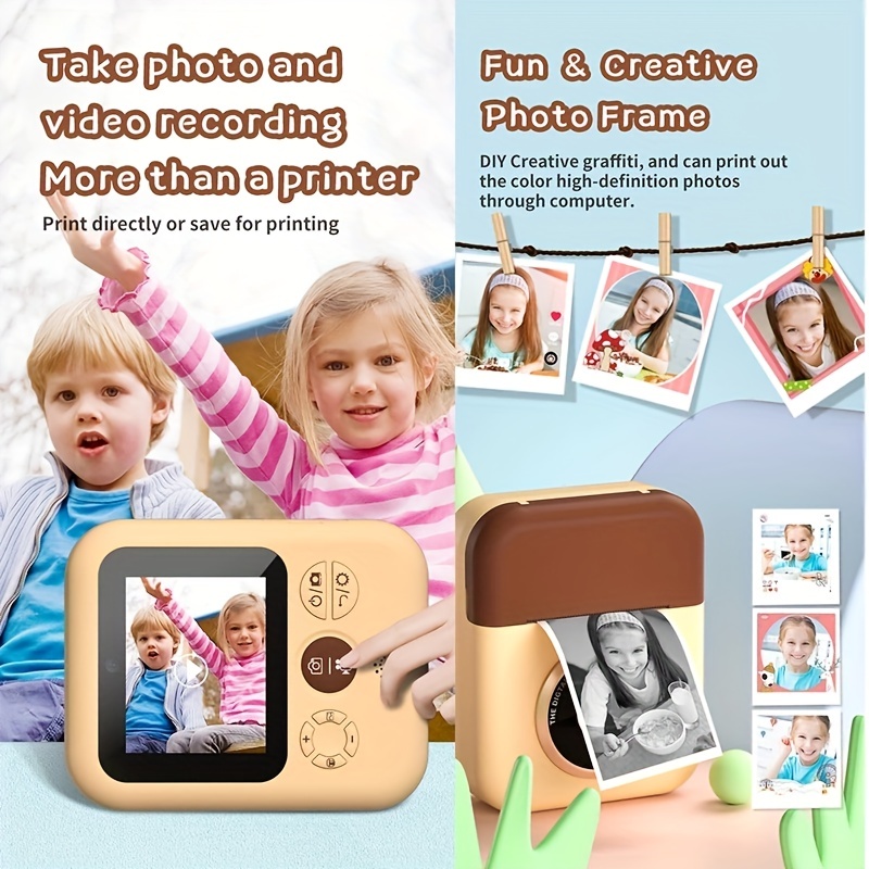 Toy Instant Printing Camera Mini Digital Camera Hd Video - Temu