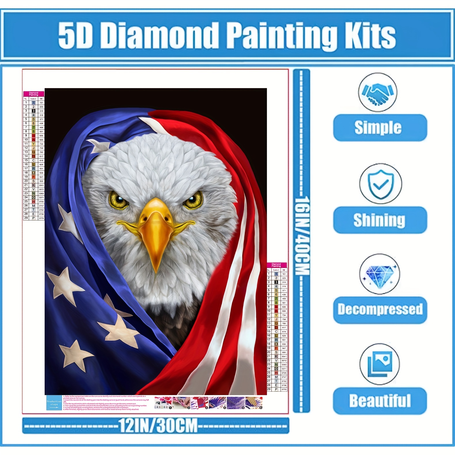 Kit Pintura Diamante 5d Diy Adultos Diseño Águila Americana - Temu Spain