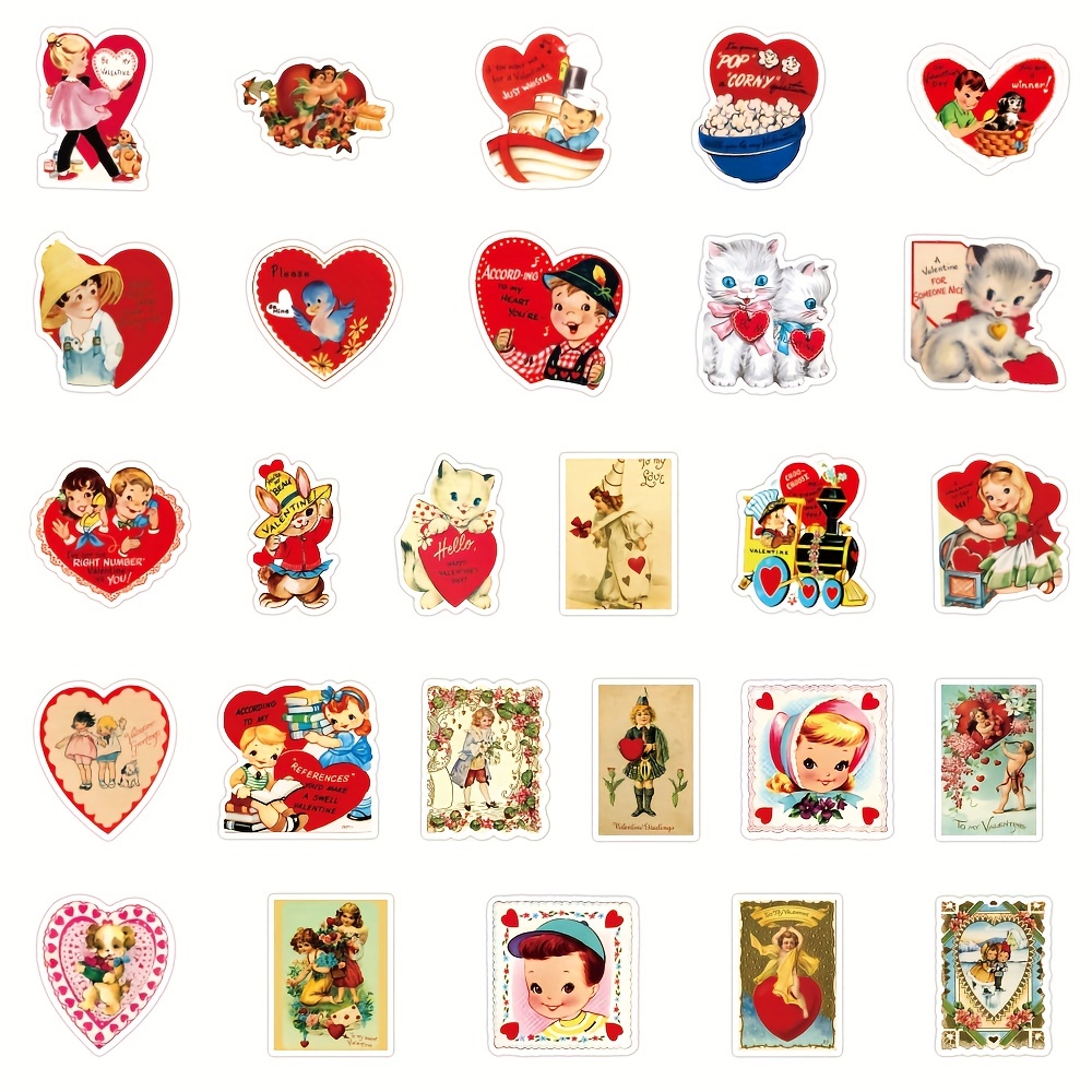 Paula vintage Valentine's Day stickers  Vintage valentine cards,  Valentines scrapbook, Cute stickers
