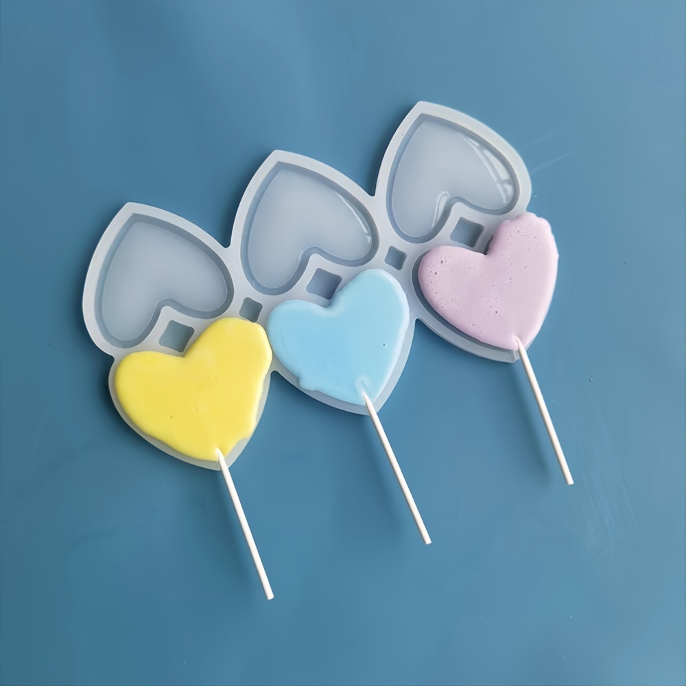 6 Heart shaped Drop Glue Stick Lollipop Mold Baking Mold - Temu