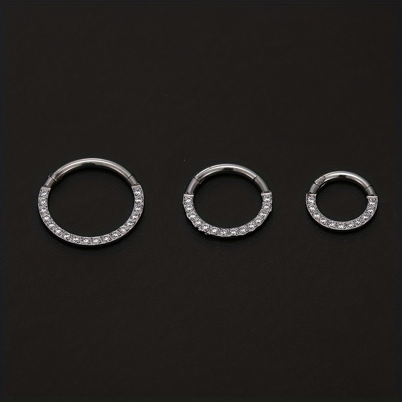 Hinged Nose Ring with Zircon Inlay