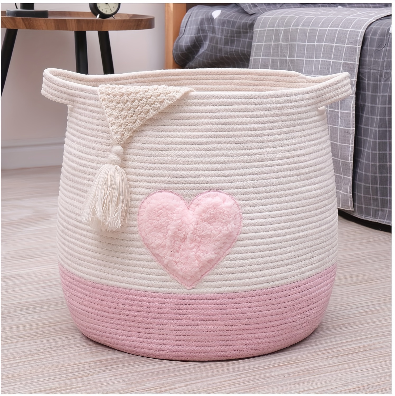 Creative Decor Hamper, Round Canvas Large Laundry Basket With Handles,  Waterproof Storage Organizer Bucket For Bathroom, Bedroom, Living Room,  Perfect For Kids Play Room Toy Organizer, Home Organization - Temu