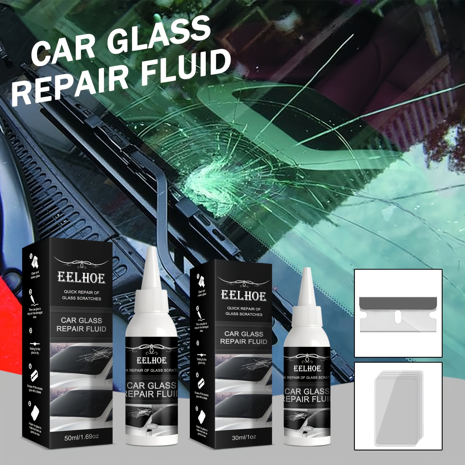 1 boîte de liquide de réparation pour verre automobile Nano en résine pour  pare-brise de voiture - Correcteur de verre pour réparation de verre :  : Auto et Moto