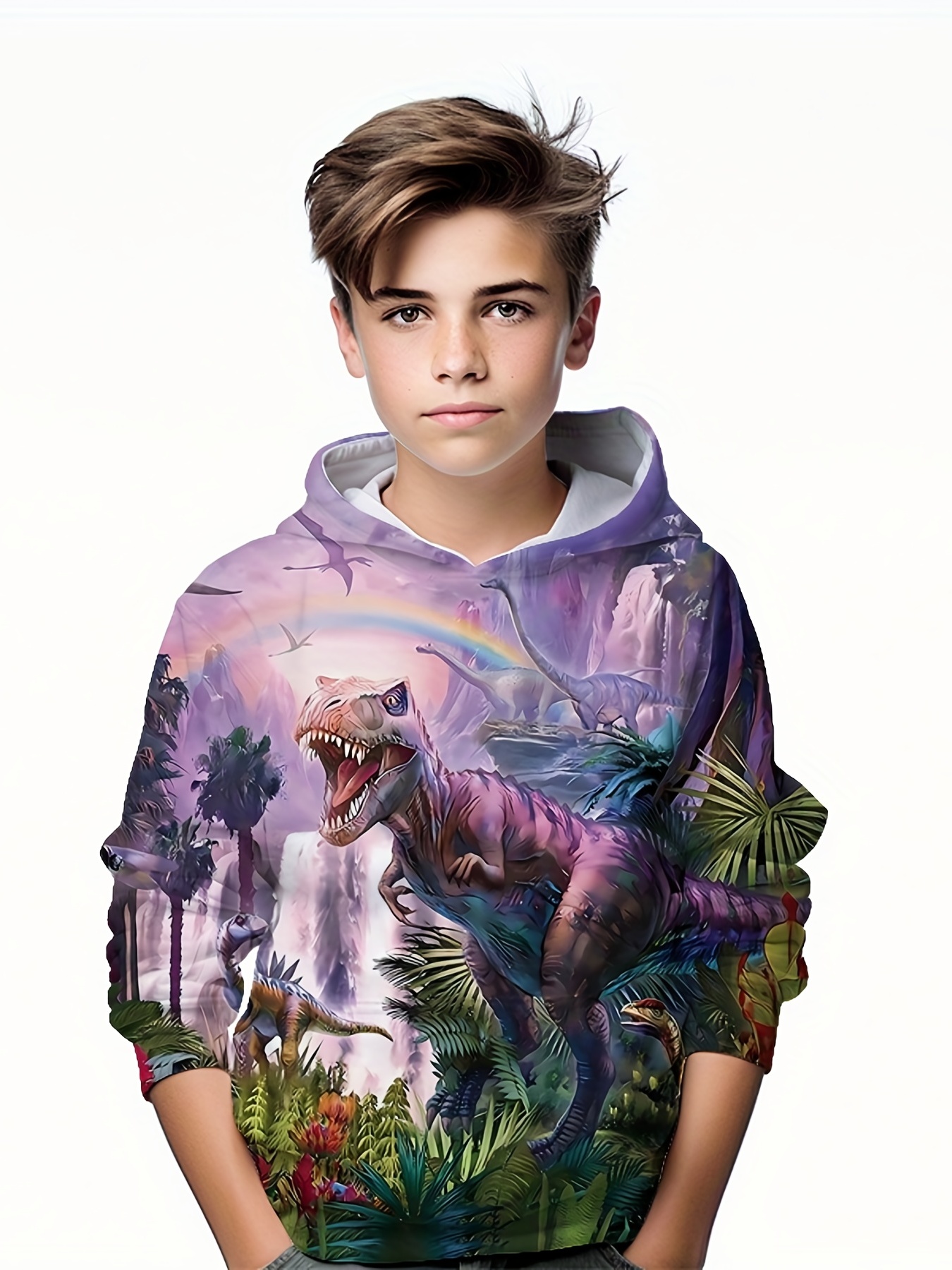 HZXVic Sudaderas con capucha para adolescentes y niños, sudadera ligera de  manga larga de dinosaurio para niños de 4 a 12 años