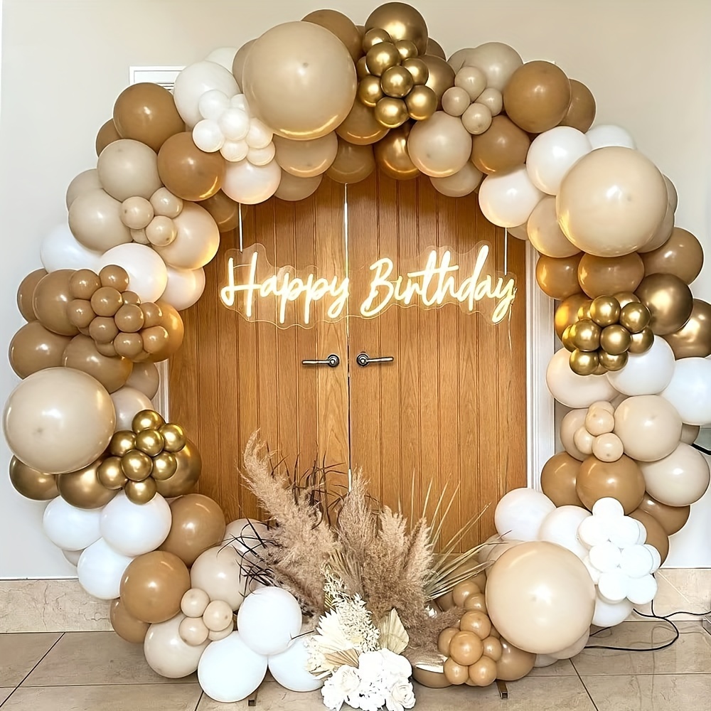 

162pcs Sand White Matte Gold Cream Coffee Balloon Arch Boho Chic Brown Balloon Wreath Set Birthday Wedding Party Decoration