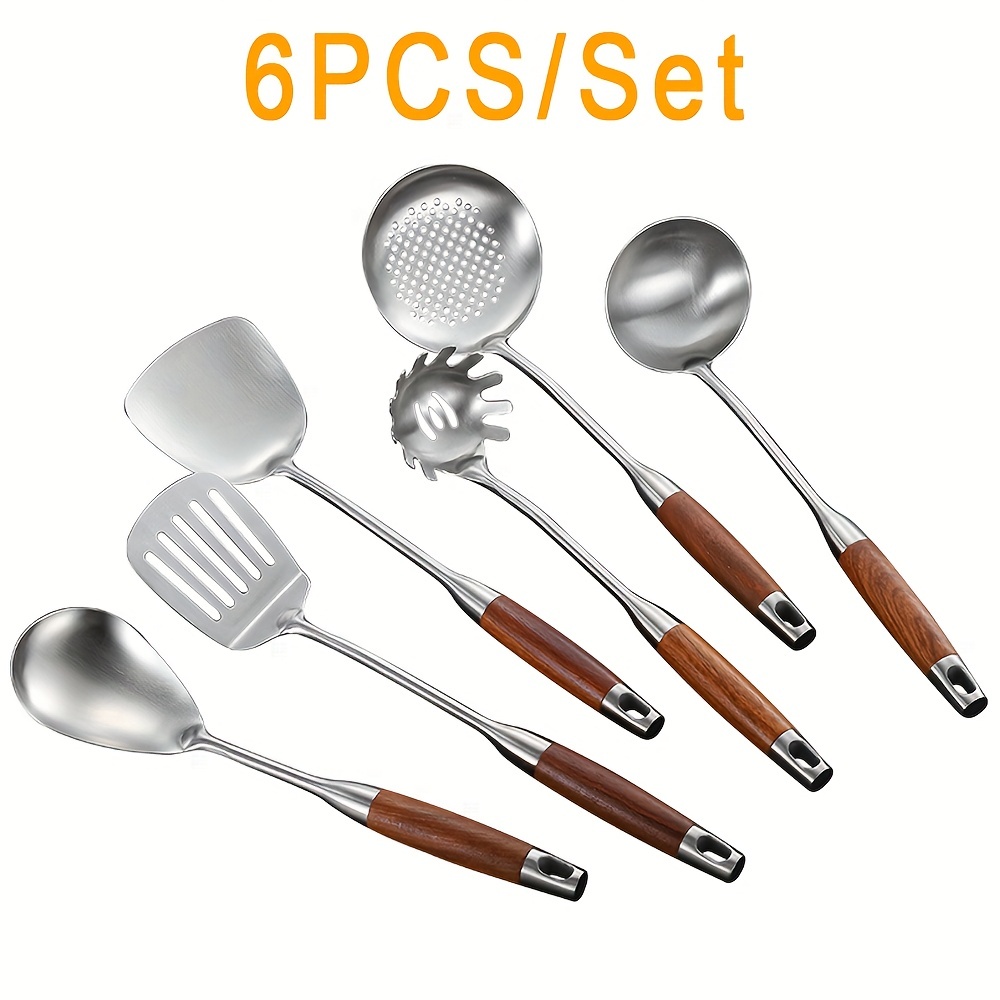 Stainless Steel Kitchen Utensils Set Wok Spatula And Ladle - Temu