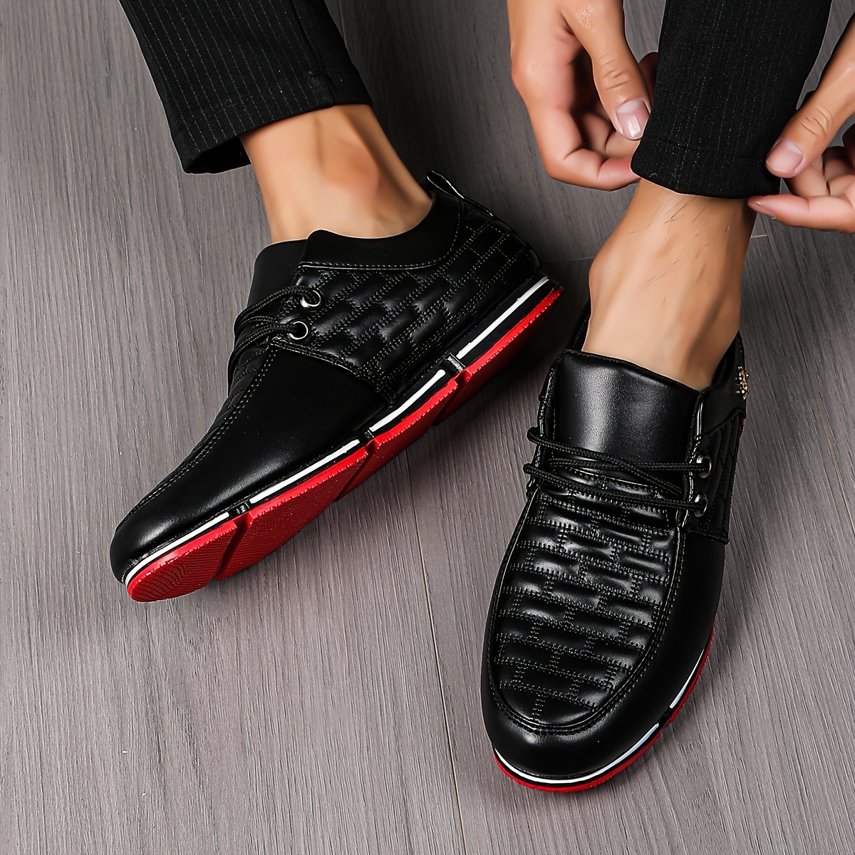 Black Patent Men Vegan Leather Oxfords Men Formal Shoes 