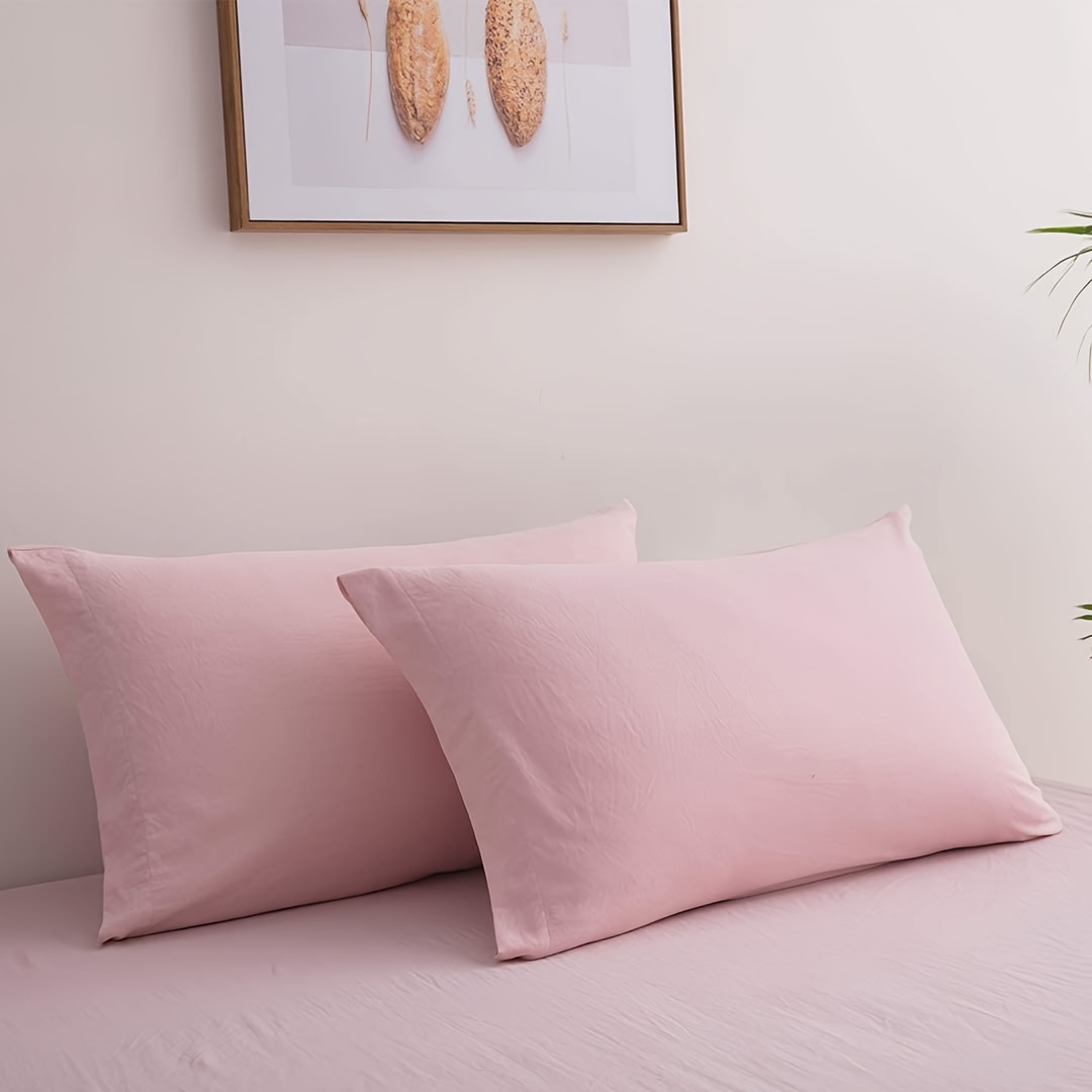 TEMU 2pcs Washed Brushed Pillowcase ( Pillow ), Soft Pillow Covers, Wrinkle-, - Pillow For Bedroom Sofa