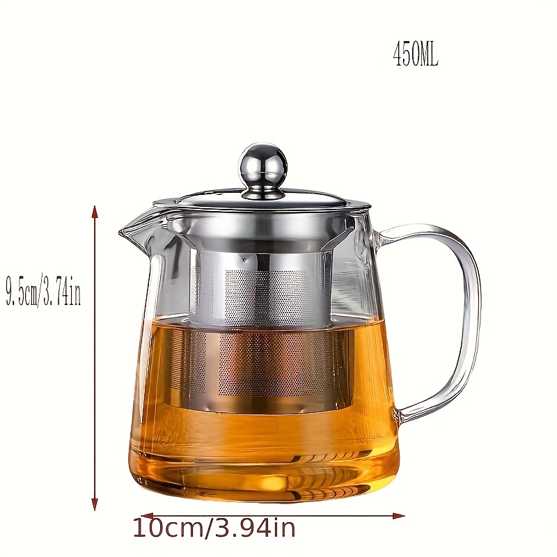 1pc. 550ml/18.64oz. Glass Tea Kettle With Removable Infuser, Heat-resistant  Borosilicate Glass Tea Pot With Filter And Wooden Handle, Loose Leaf Tea  Maker Set, Stovetop Safe. Perfect For Christmas, Family Gathering.