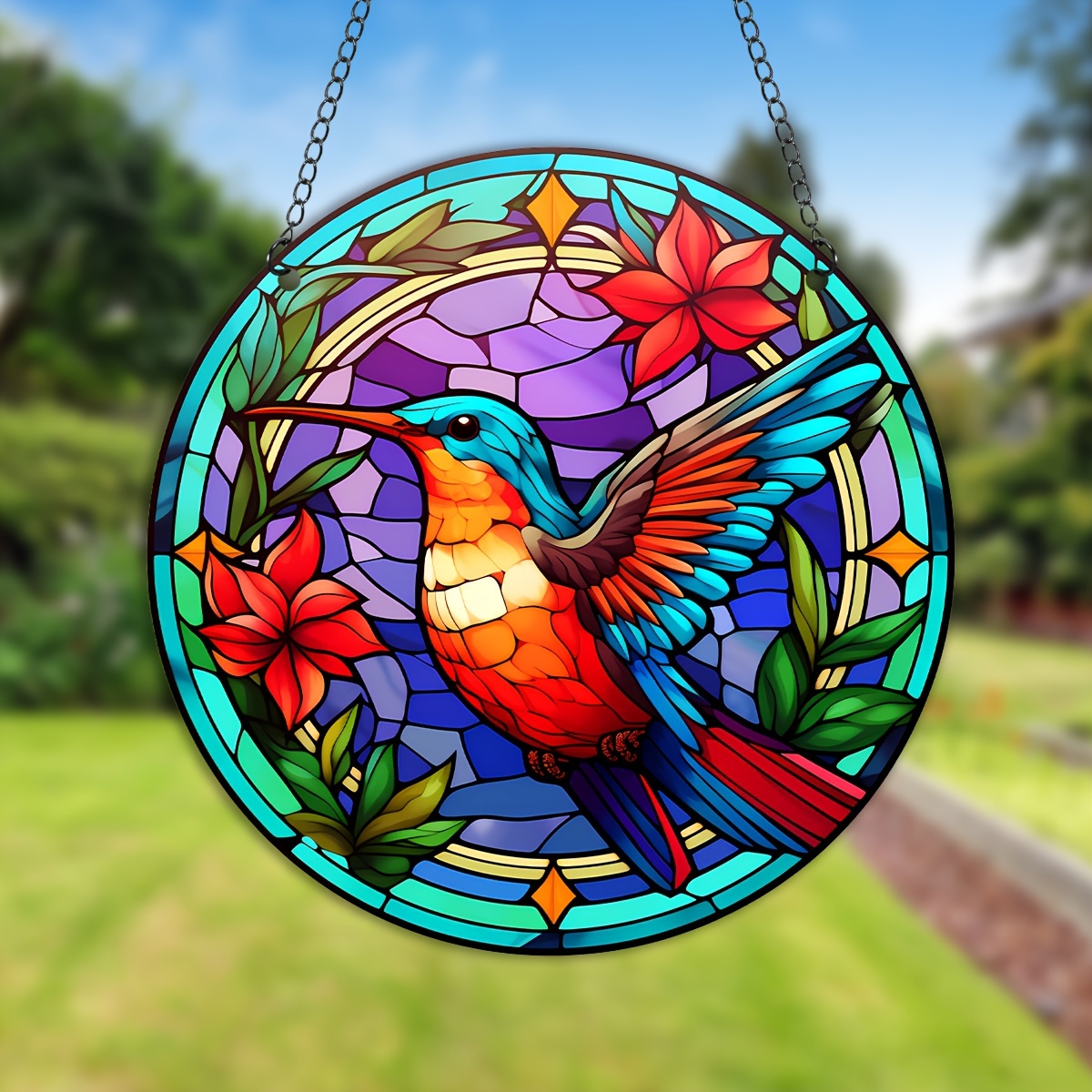 Hummingbird Stained Birds Window Hangings Stained - Temu