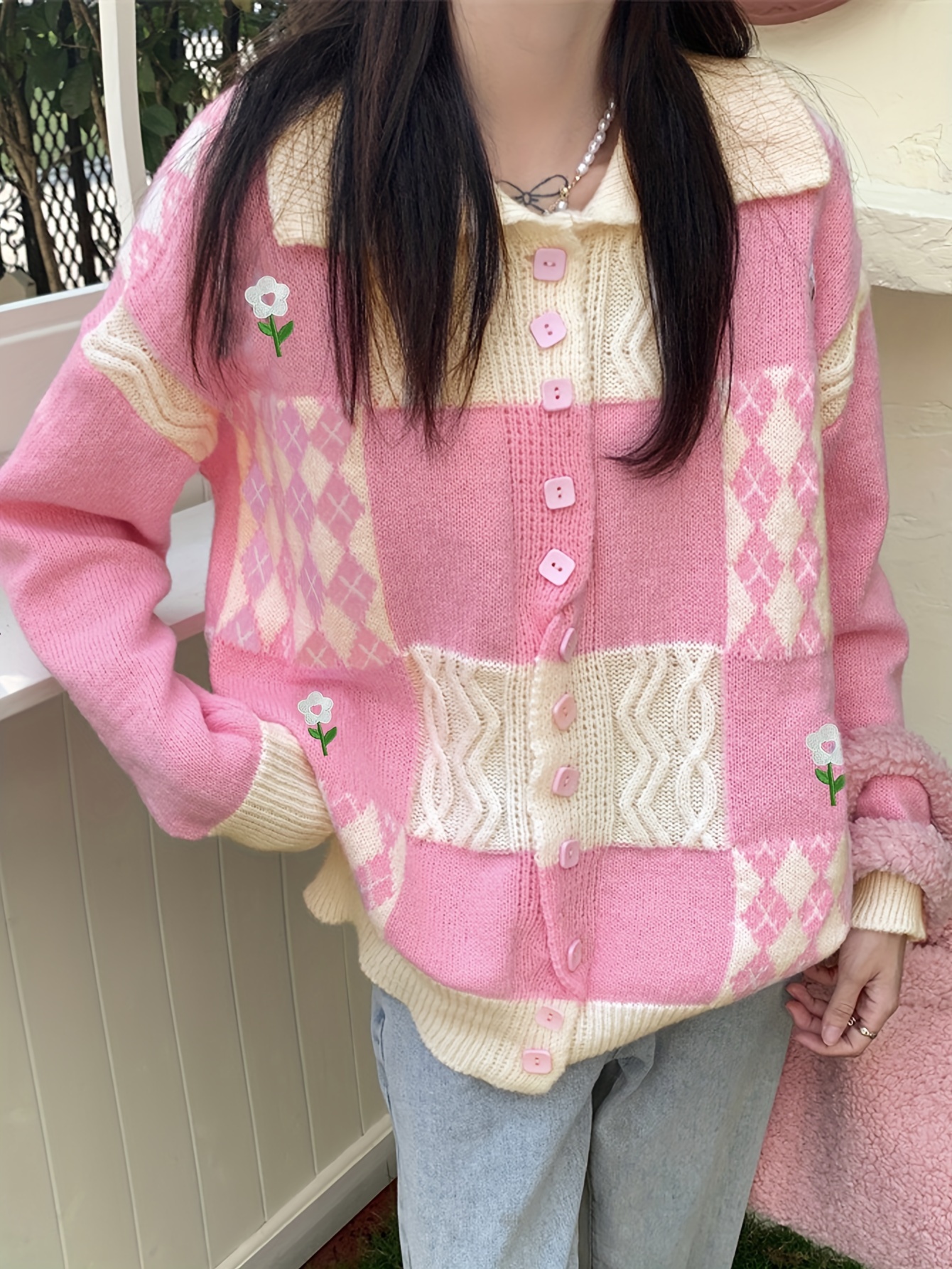 Valentine's Day Button Fleece Knit Cardigan Casual Long - Temu
