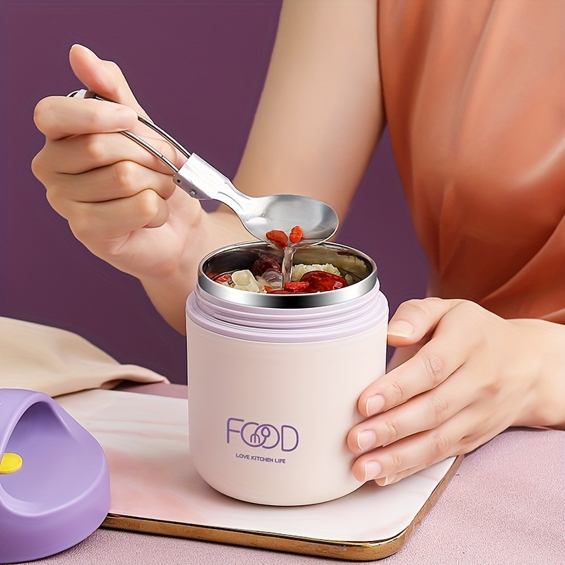 Insulated Food Jar, Cylindrical Lunch Container, Thermal Lunch Box