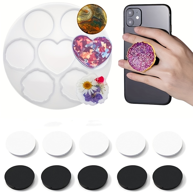 Phone Grip Epoxy Resin Casting Kit Mix Shapes Silicone Molds With 10 Stand  Bases DIY Holder Socket Art Craft Keychain Jewelry Pendant Making Supplies