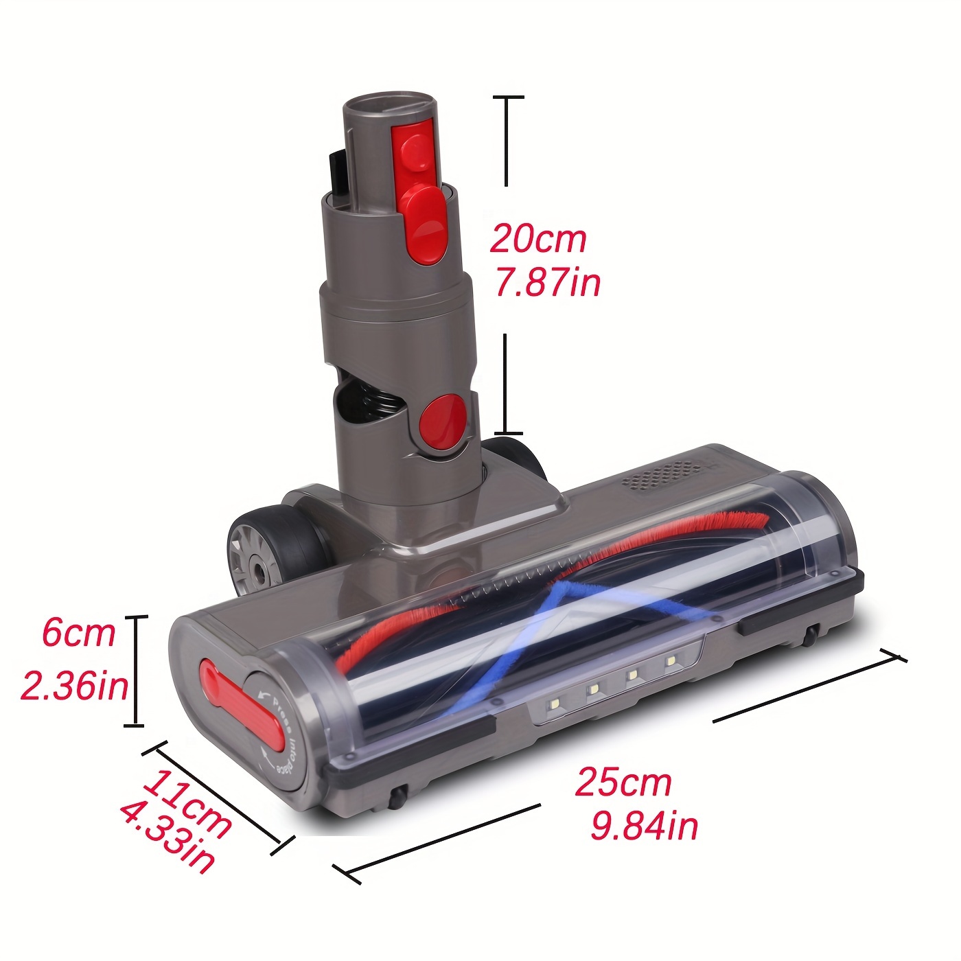 Motorhead Hardwood Floor Attachment for Dyson V7 V8 V10 V11 V15 Vacuum  Cleaners with LED Headlights, Roller Cleaner Head Replacement Parts