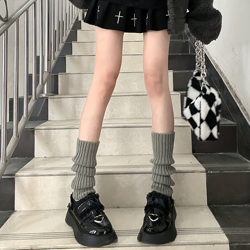 Solid Cross Strap Leg Warmers Cute Versatile Knee High Socks - Temu Canada
