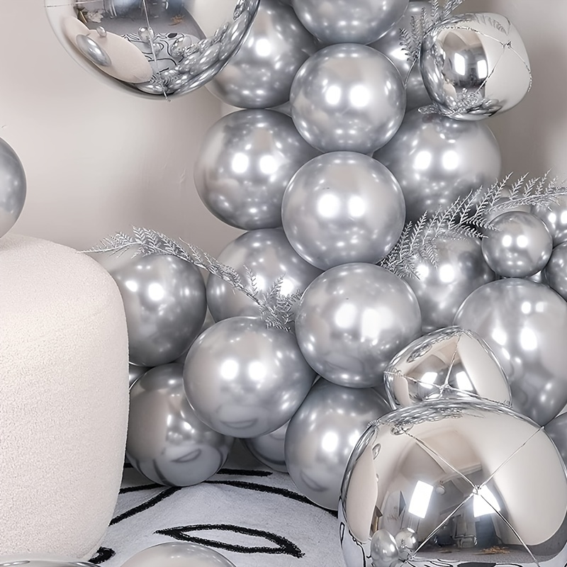 69pcs Silver Metal Balloons: Perfect For Festive Party Decorations & Arches!