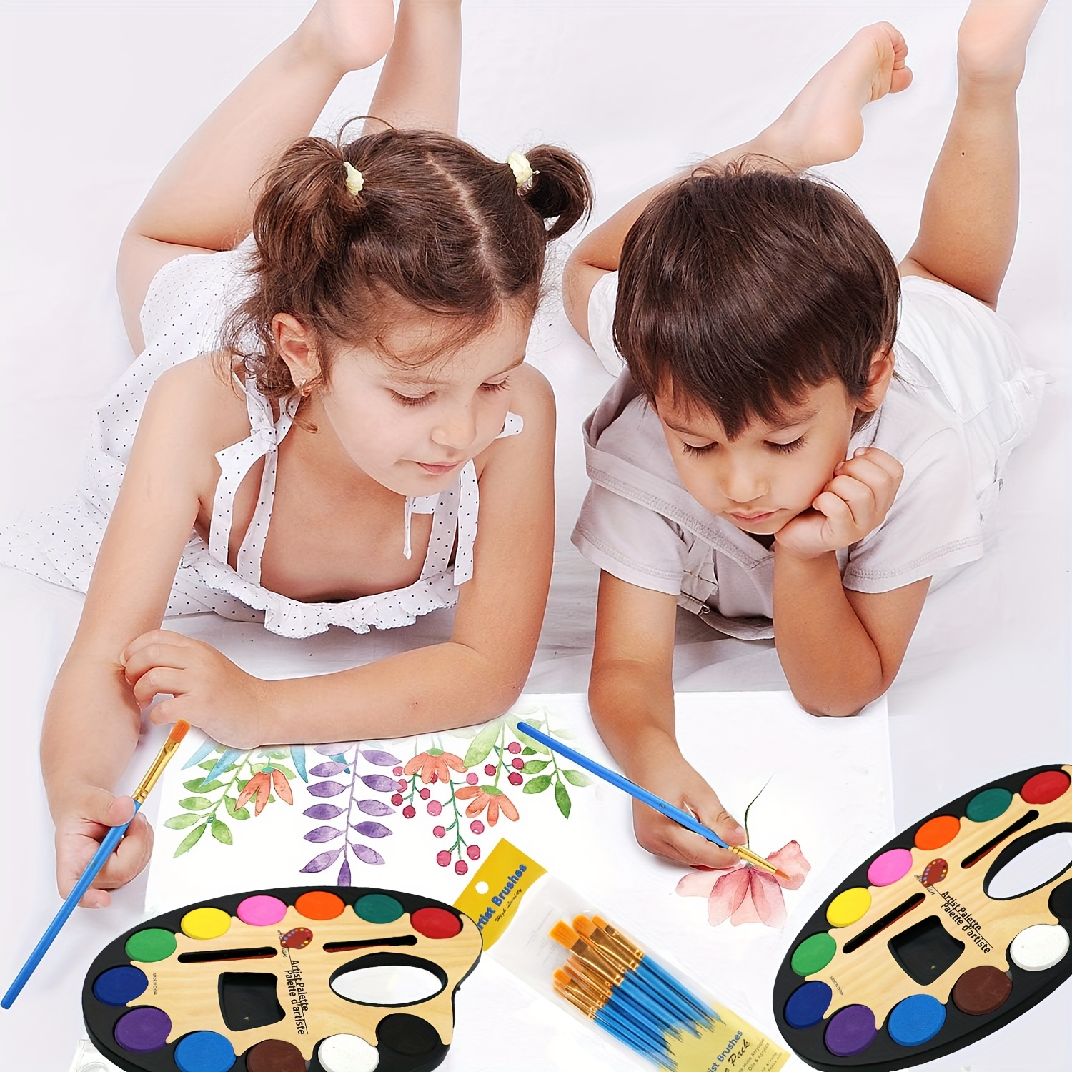 12 Color Artist Palette Water Color with Brush for Kids