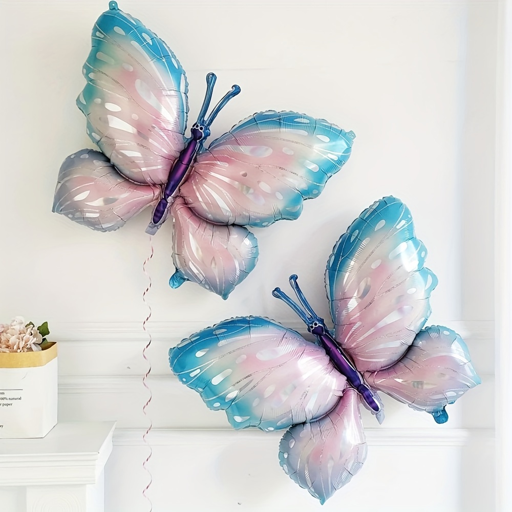 2個 大きな蝶アルミホイルバルーン カラフルな蝶バルーン 誕生日