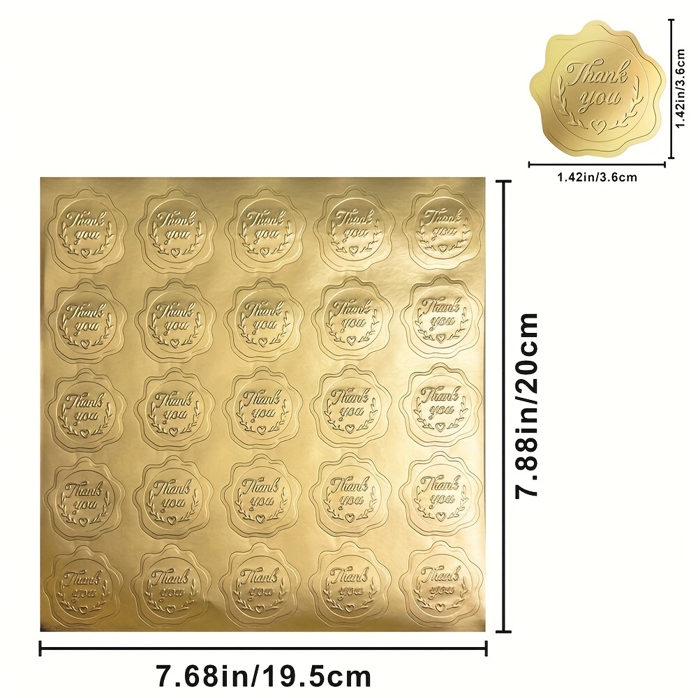 500PCS Gold Envelope Thank You Adhesive Seal Stickers, Embossed