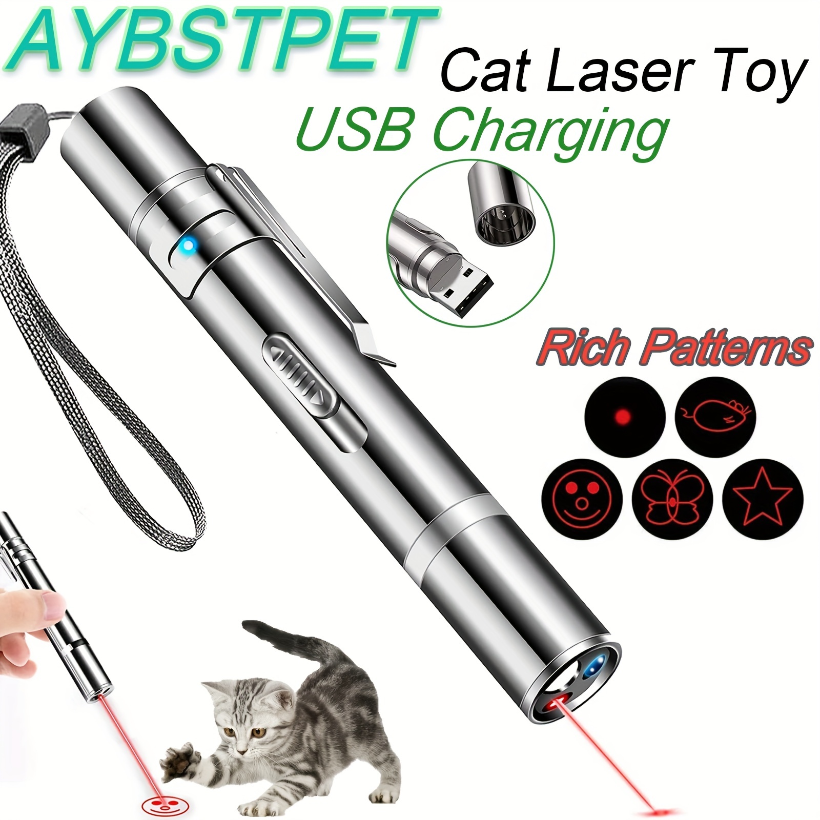 Pet Toys® Lumière laser de haute qualité pour chats, Rechargeable USB, Pointeur