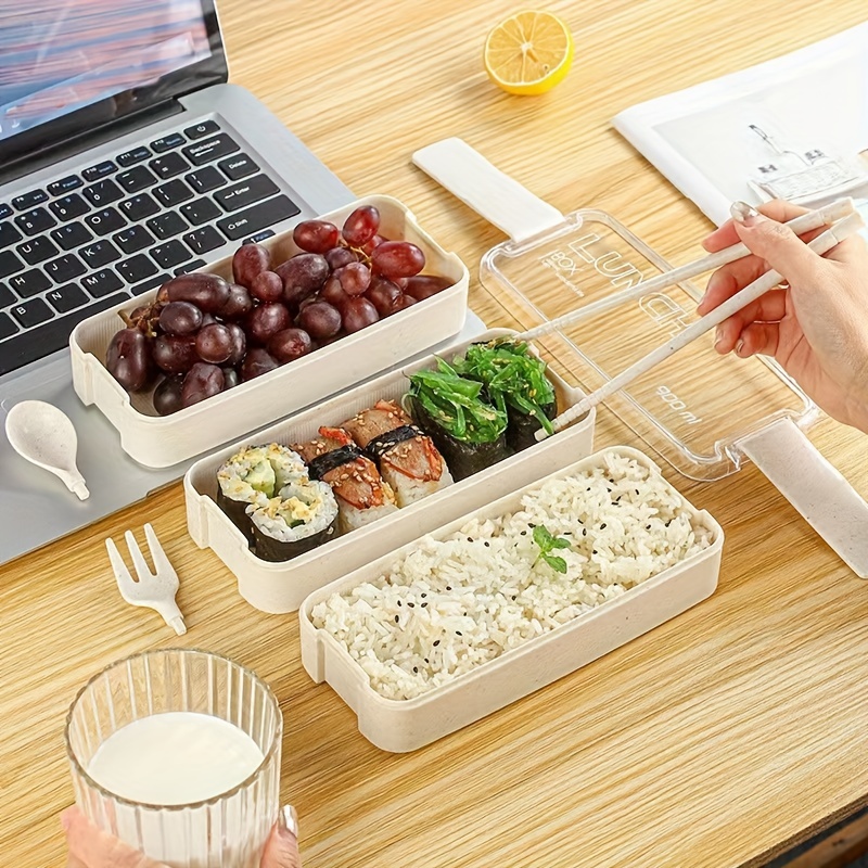 Japanese Style Wheat Straw Bento Box Lunch Box Three - Temu