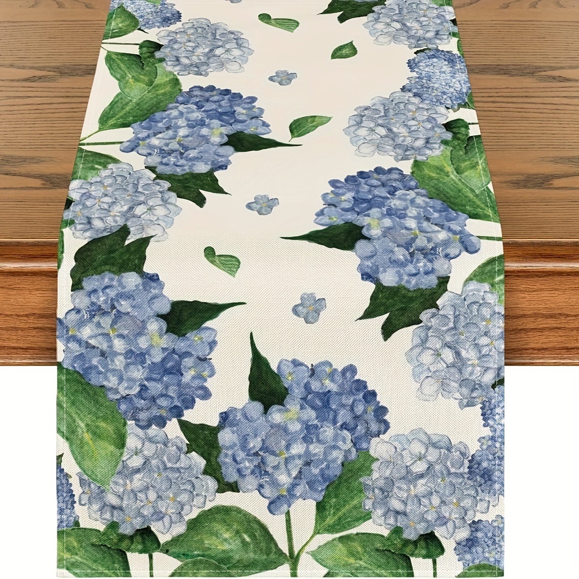 TEMU 1pc, Table Runner, Watercolor Embroidery Ball Flower Table Runner, Spring Summer Seasonal Decorative Table Runner, Kitchen Table Decoration For