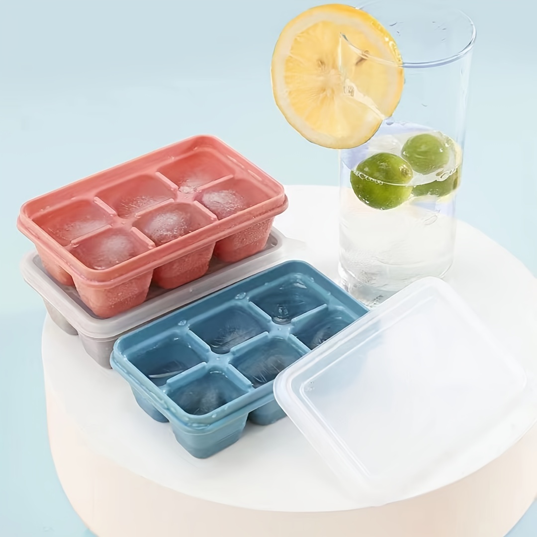 1pc Yellow Ice Cube Tray With Easy-release Ice Box And Round Cylinder Ice  Cup, Home Use