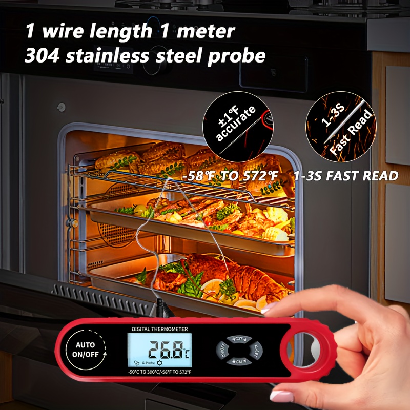 Wireless Meat Thermometer with Large LCD Display and Dual Stainless Steel  Probes for Grilling Smoker