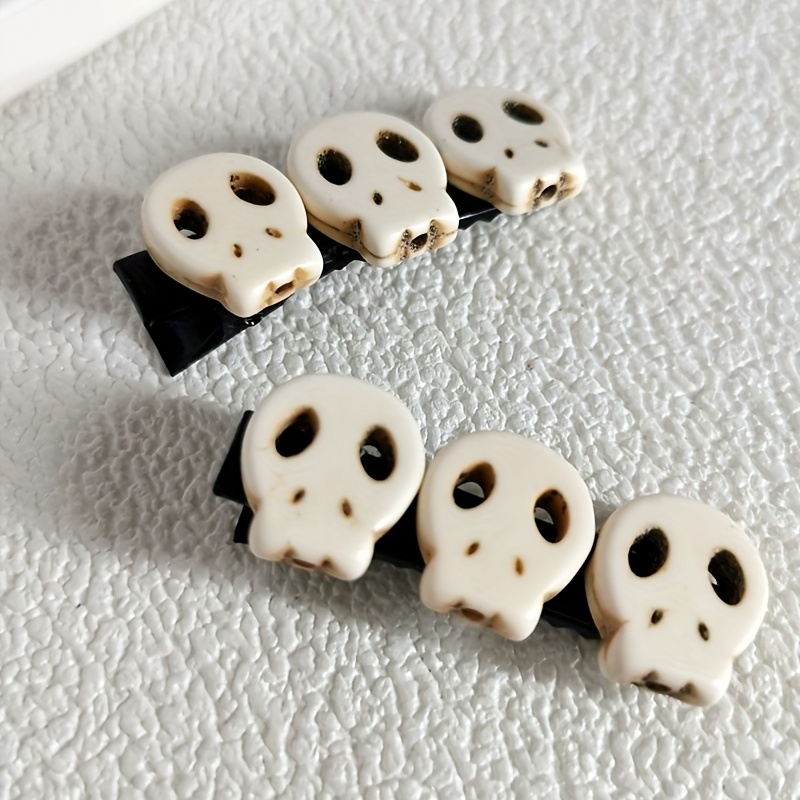 2 pack y2k punk gothic matte skull hair clips oval bone hair - Temu