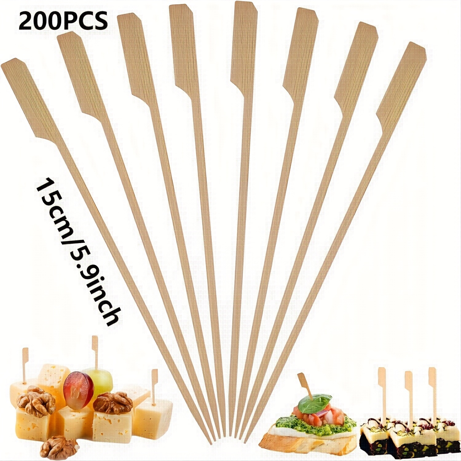  200 PCS Bamboo Skewers for Appetizers, 4.7 Inch Toothpicks,  Cocktail Picks for Drinks, Fruit Kababs, Sausage, Barbecue Snacks, Natural  Wooden Paddle Skewer Mini Food Sticks, Charcuterie Accessories : Patio,  Lawn & Garden