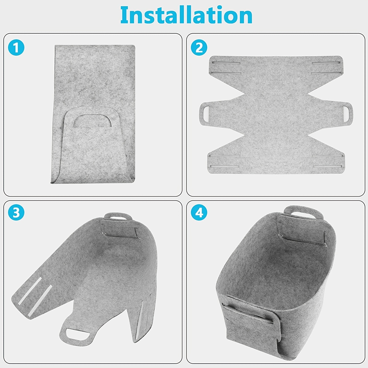 Light Grey Felt Storage Bins With Handles Organize Your Closet