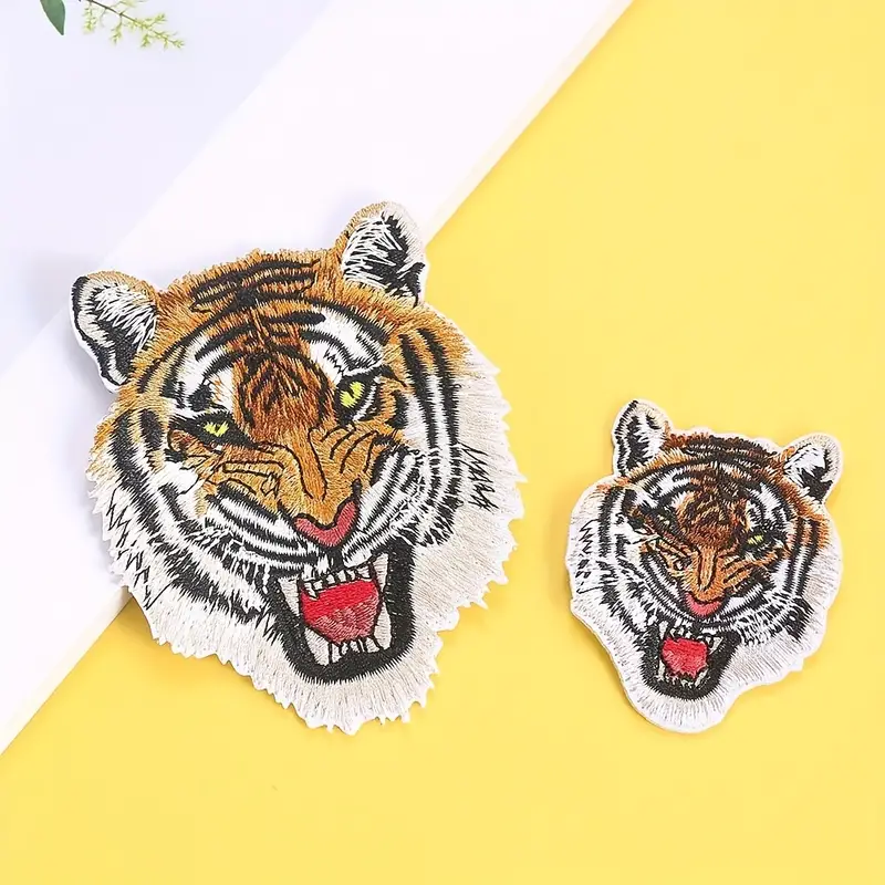 2 Uds. Parches Bordados Diseño Tigre Parches Animales - Temu
