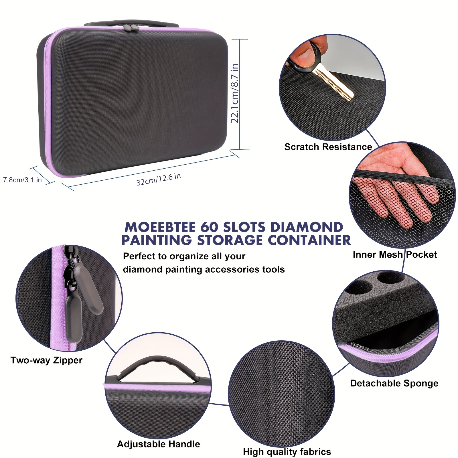 Admaiora 60 Slots Diamond Painting Storage Containers, Diamond Painting  Kits with Tools, Diamond Painting Accessories for Diamond Art-Black in 2023