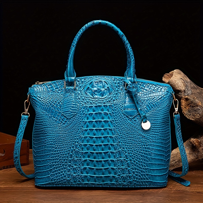 Crocodile Embossed Handbags For Women, Fashion Leather Crossbody Bag,  Elegant Office Satchel Purses - Temu Philippines