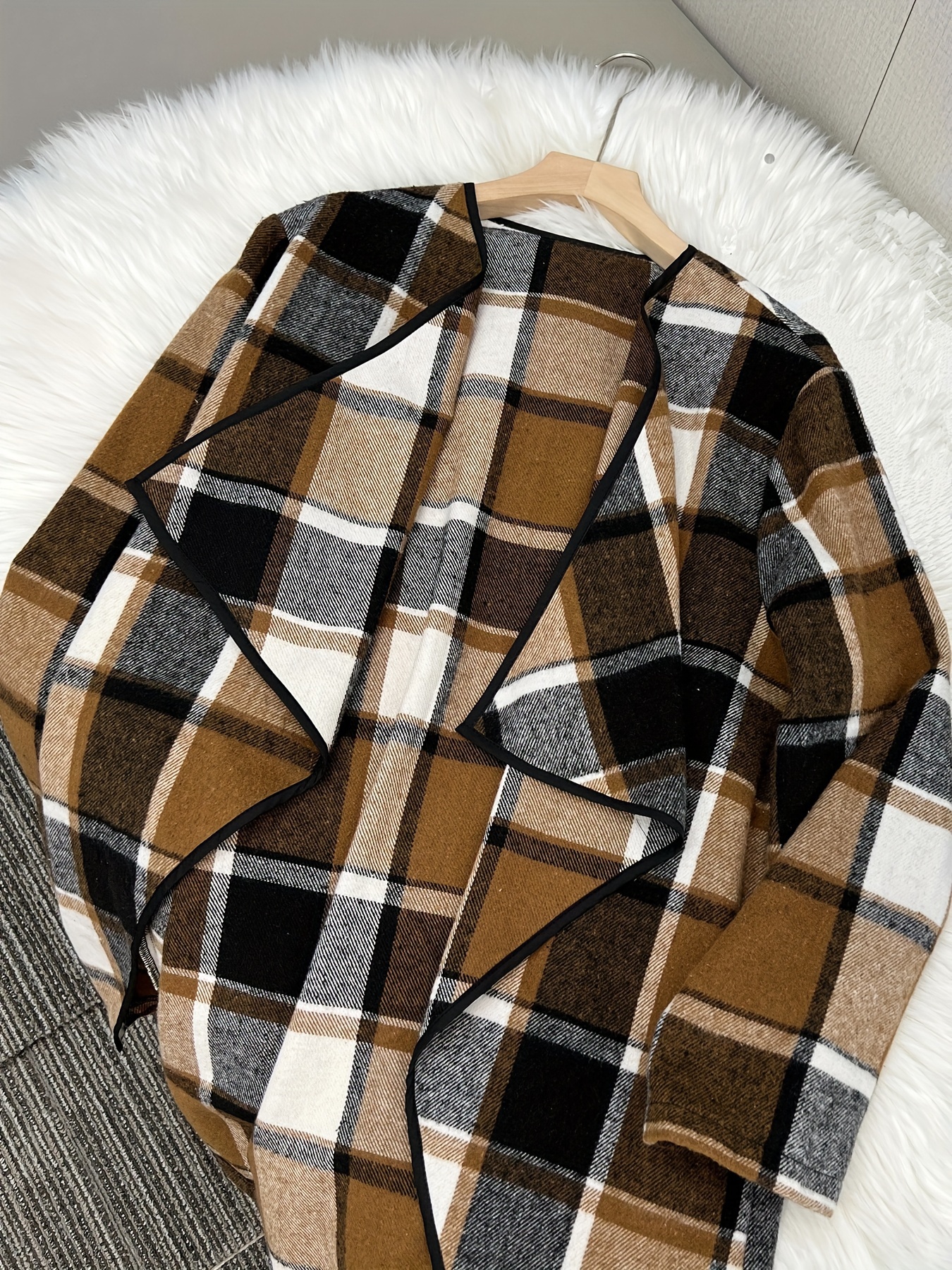 Plaid waterfall clearance cardigan