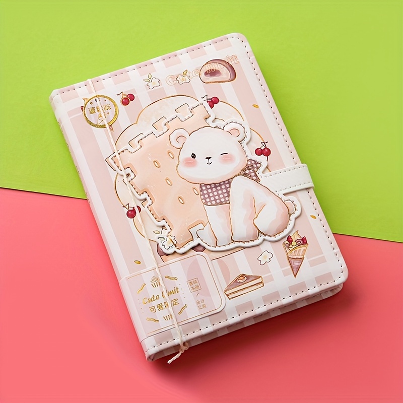 A6 Lovely Cartoon Magnetic Buckle Notebook Waterproof Pu - Temu