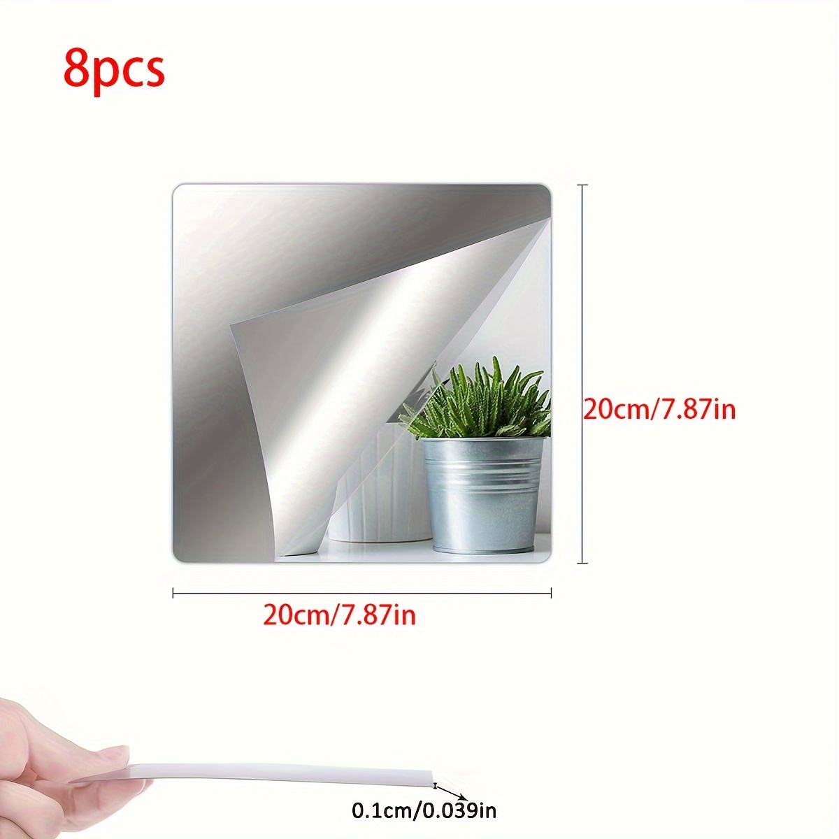 12Pcs Self-Adhesive Mirror Sheets for Reflective Home Wall Decor