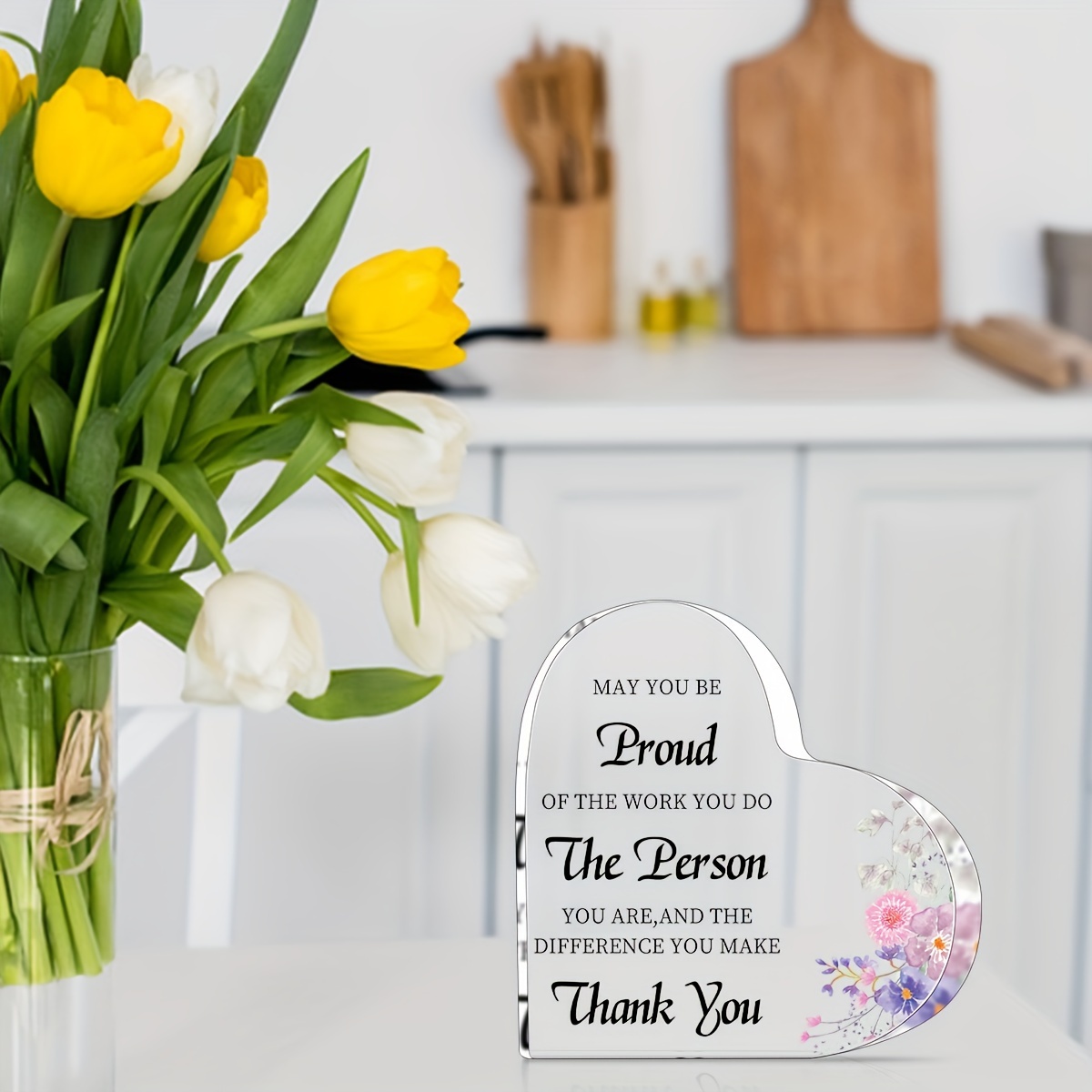 Maitys Thank You Gift Employee Inspirational Acrylic Sign Prizes Coworker  Appreciation Gift Employee Office Table Decor Keepsake for Team Volunteer