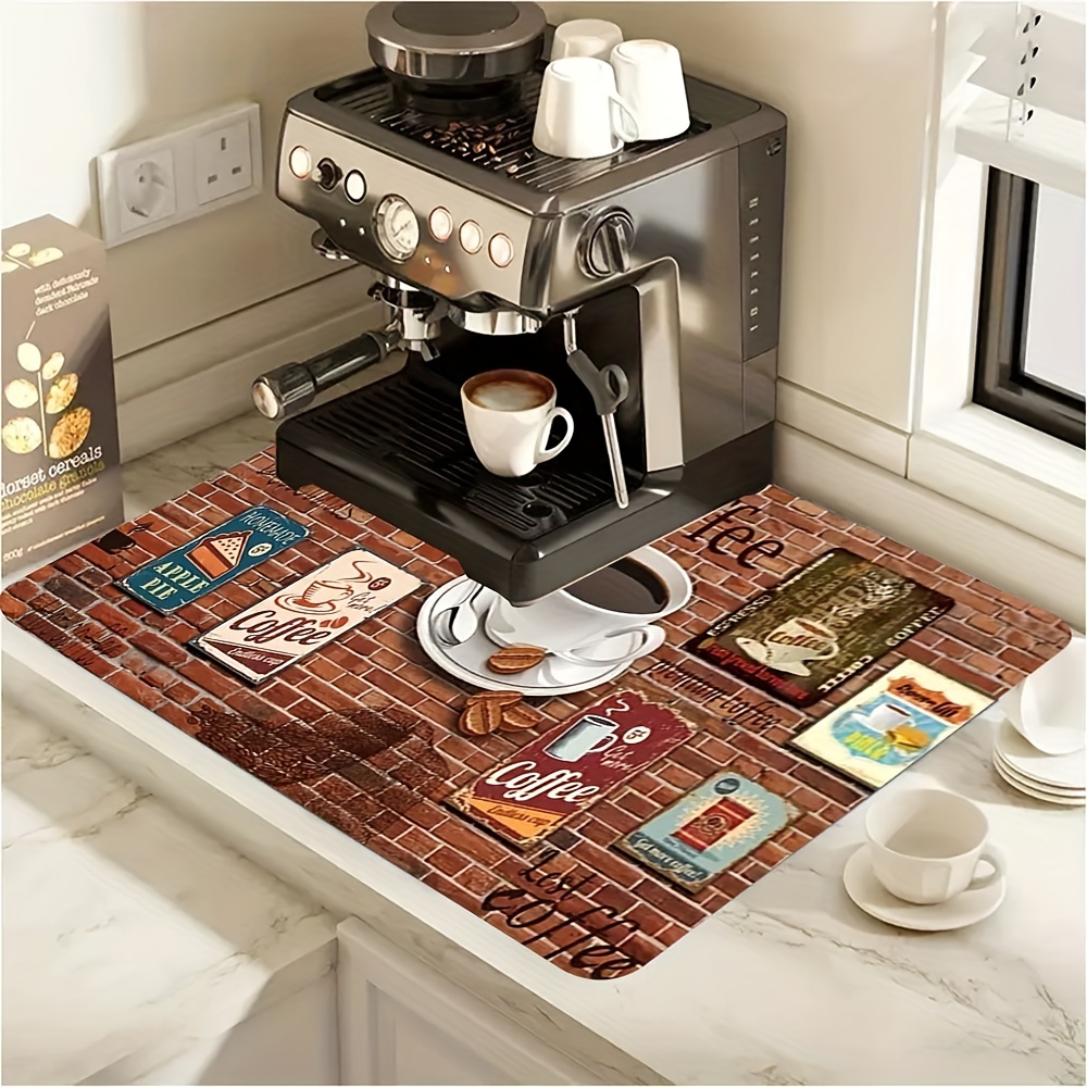 Dish Drying Pad, Coffee Machine Polyester Drainage Mat, Kitchen