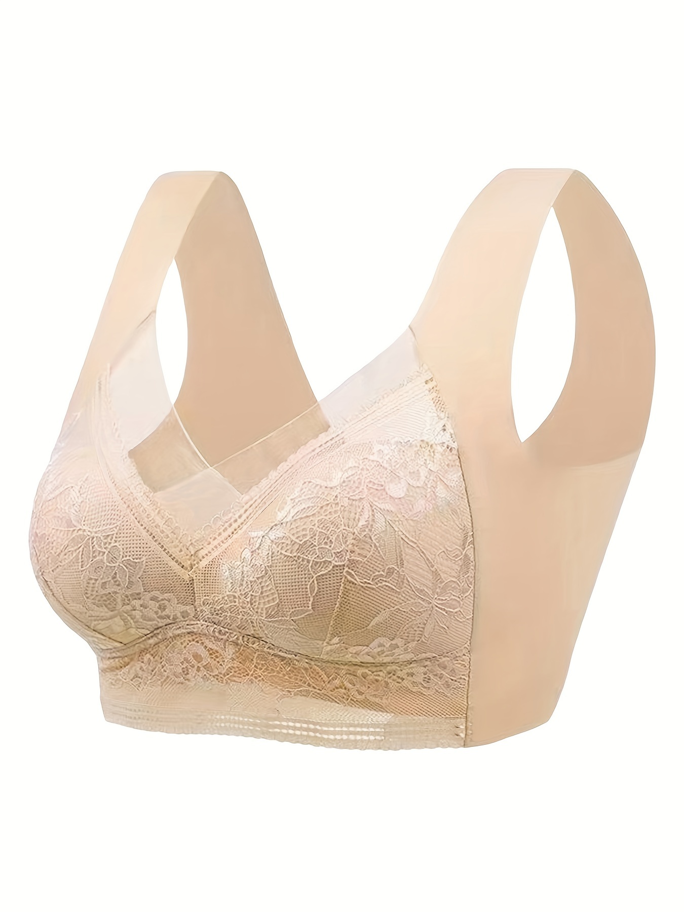 Flower Lace Decor Wirefree Sports Bra Comfortable Breathable - Temu