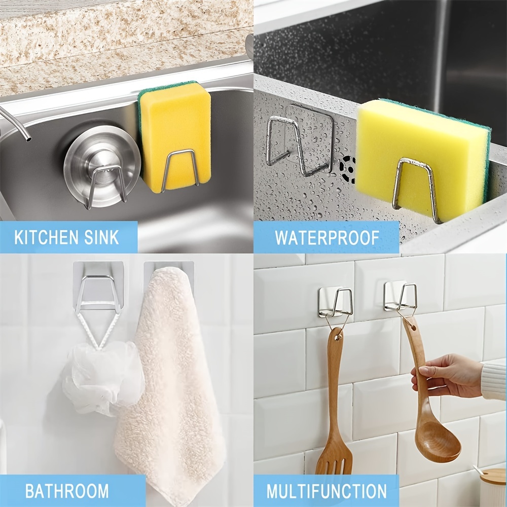 Space Aluminum Sponge Holder For Kitchen Sink Adhesive - Temu