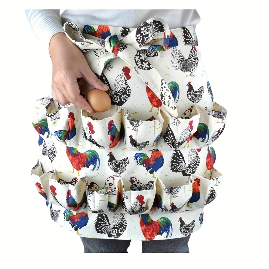 Syhood Egg Collecting Apron Egg Apron for Fresh Eggs Egg Gathering Apron  Women Deep Pocket Holder for Chicken Duck Goose Egg