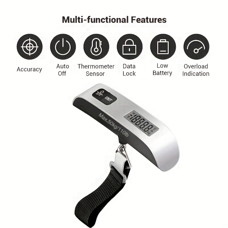 1pc 110lb/50kg Capacity Handheld Digital Luggage Scale Portable Hanging  Weight Scale For Travel Fishing