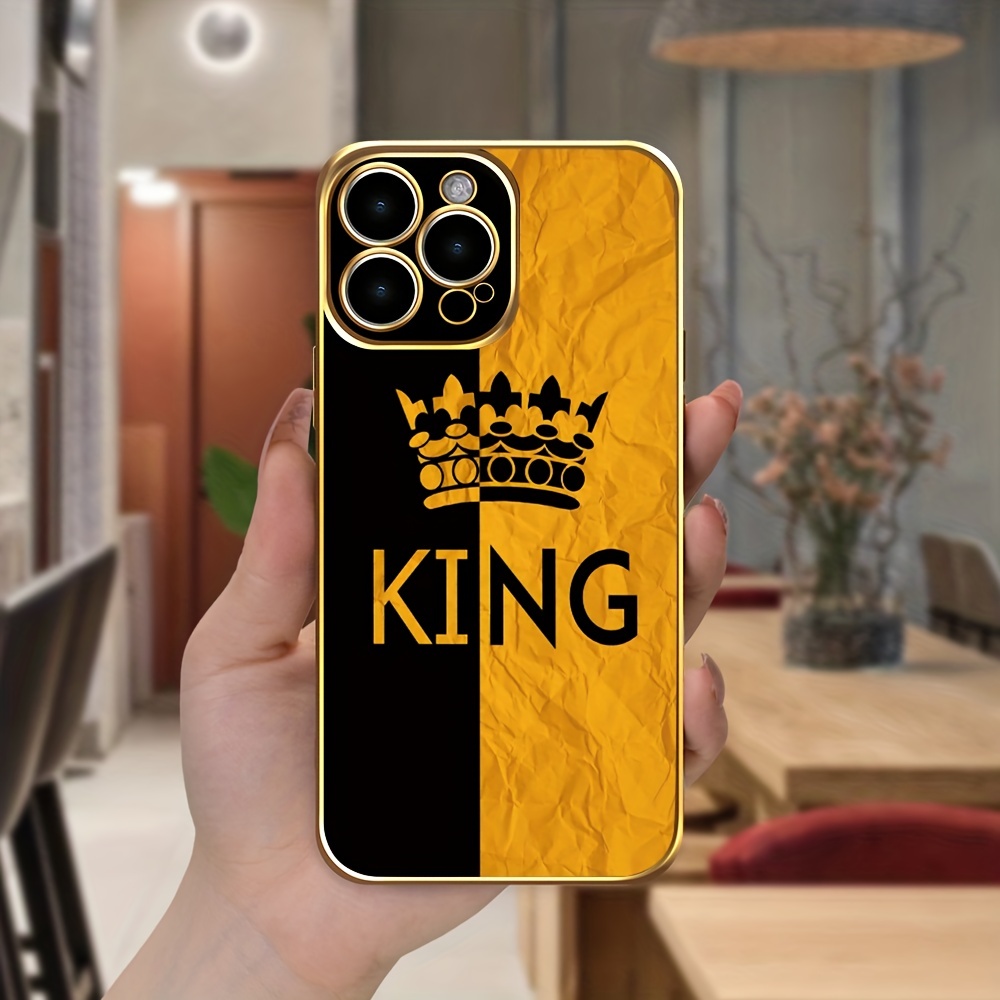 

Étui Tout Compris Creative King Crown Placage Pour IPhone 15/14/13/12/11 Plus Pro Max, Étui Anti-chute